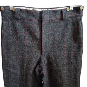 Men's 34x32 Vintage Pants L.L. Bean Gray Wool Plaid Suspender Trousers USA 80's